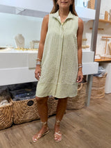 Green Stripes Button Down Dress