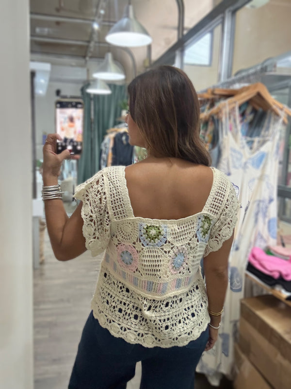 Crochet Square Neck Top