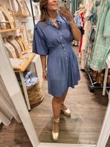 Denim Blue Cinched Waist Dress