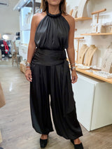 Black Halter Top & Harem Pants Set