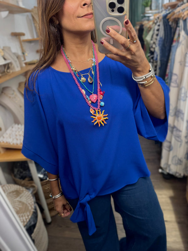 Royal Blue Front Knot Top