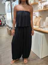 Black Strapless Balloon Jumpsuit