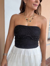 Black Knitted Strapless Top