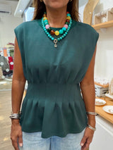 Hunter Green Cinched Waist Top