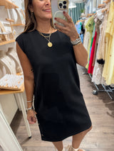 Black Gold Buttons Detail Dress