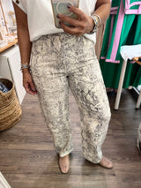 Snake Print Barrel Jeans
