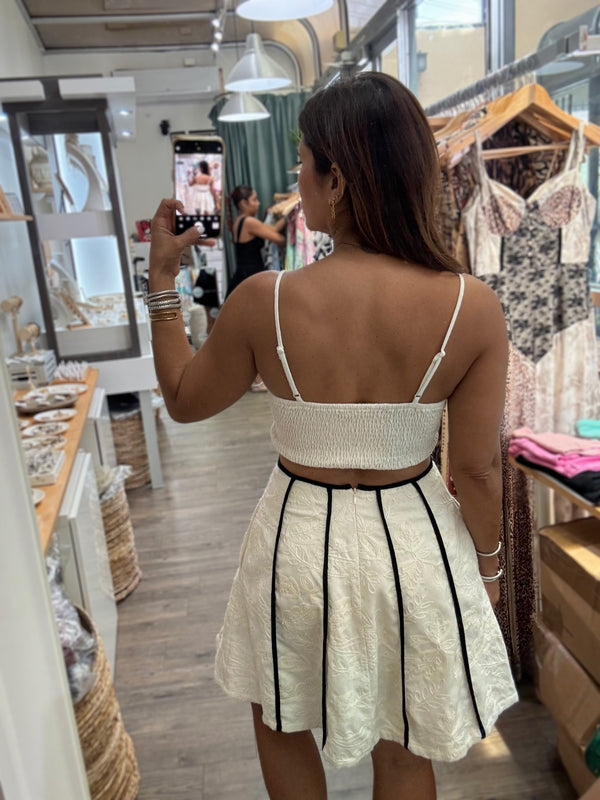 Beige Embroidered Back Detail Dress