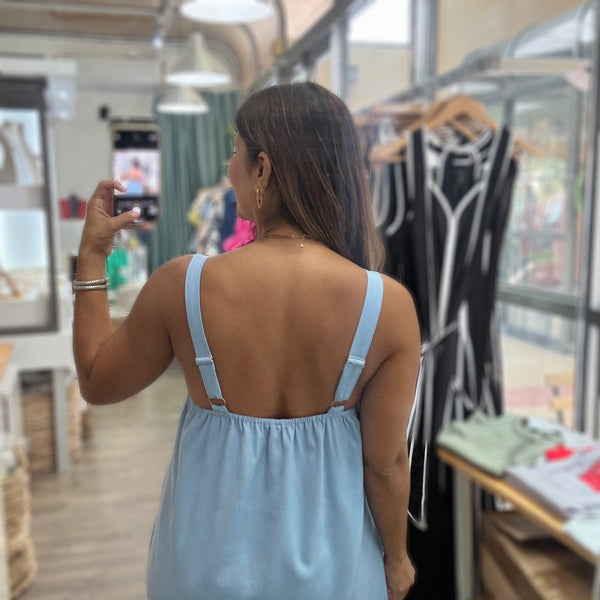 Blue & Green Contrast Midi Dress