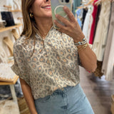 Metallic Leopard Print Top