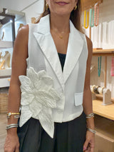 White Flower Detail Vest