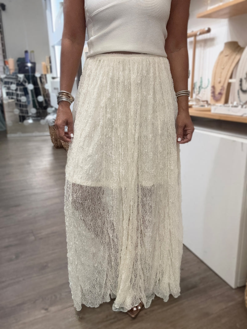 Ivory Lace Maxi Skirt