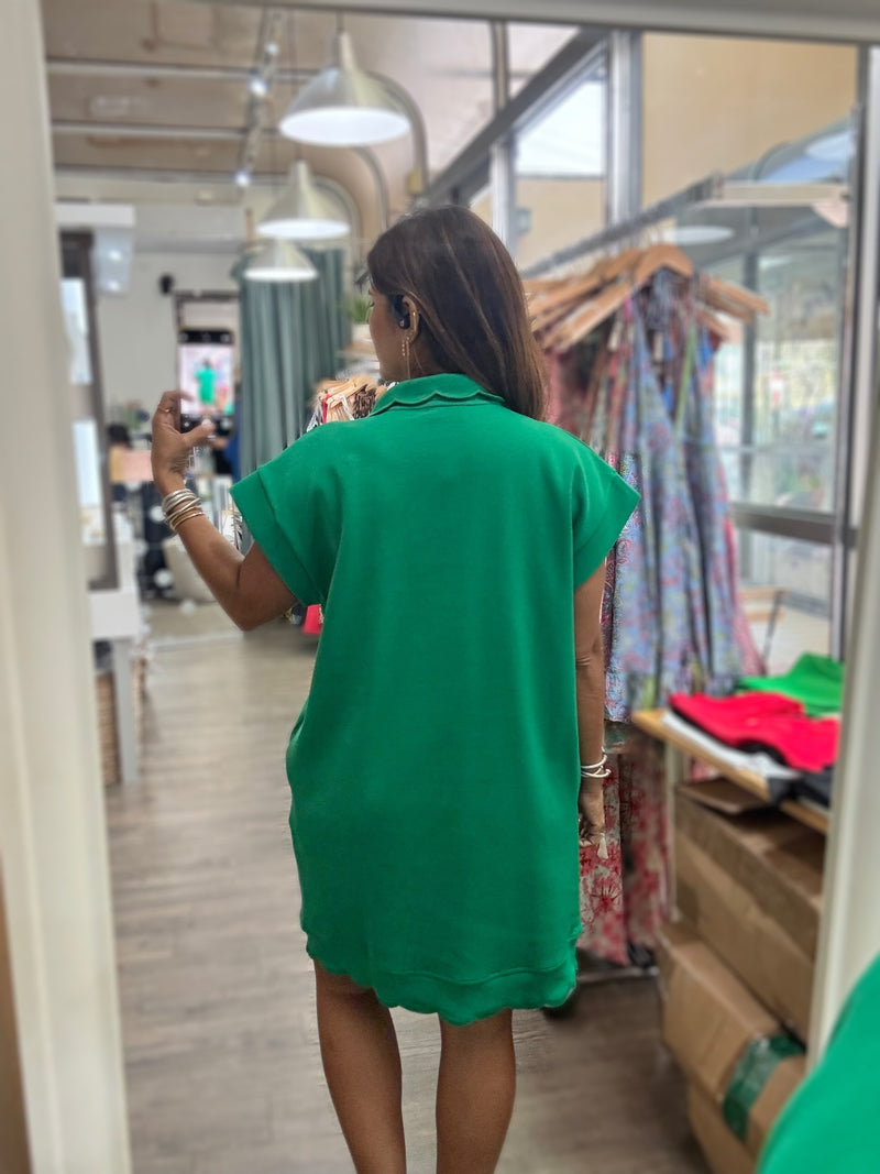 Kelly Green Scalloped Hem Dress