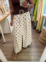 Brown Polka Dots Skirt w/Belt