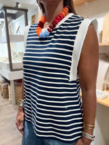 Navy & White Stripes Top