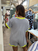 Blue & Neon Terry Romper