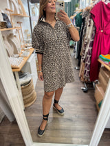 Leopard Print Neck & SleevesDetail Dress