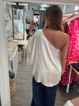 Ivory One Shoulder Top