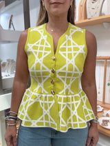 Lime Geometric Print Top