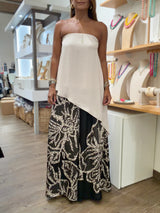 Ivory/Black Strapless Asymmetrical Top & Pant Set