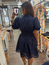 Navy Smocked Waist Dress