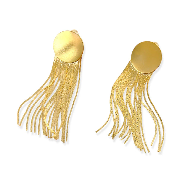 Gold Dangling Chains Earrings (A)