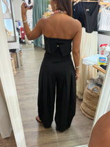 Black Strapless Barrel Jumpsuit