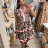 Leopard Print & Pink Trim Dress