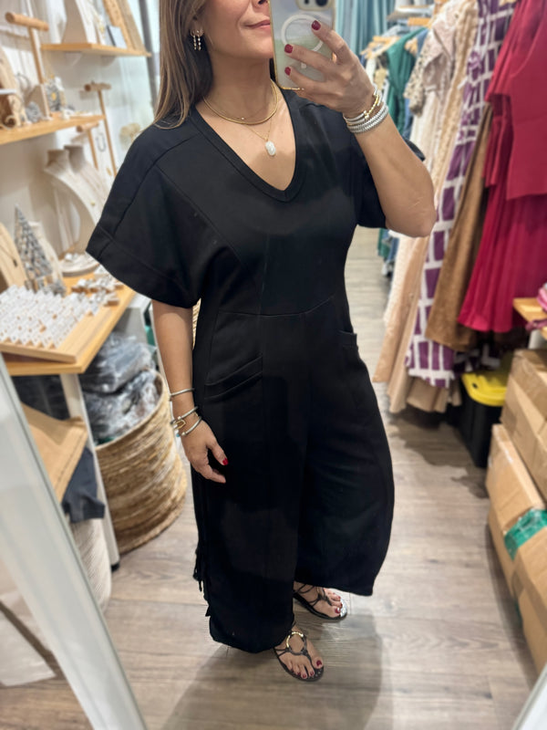 Black V-Neck Jumpsuit