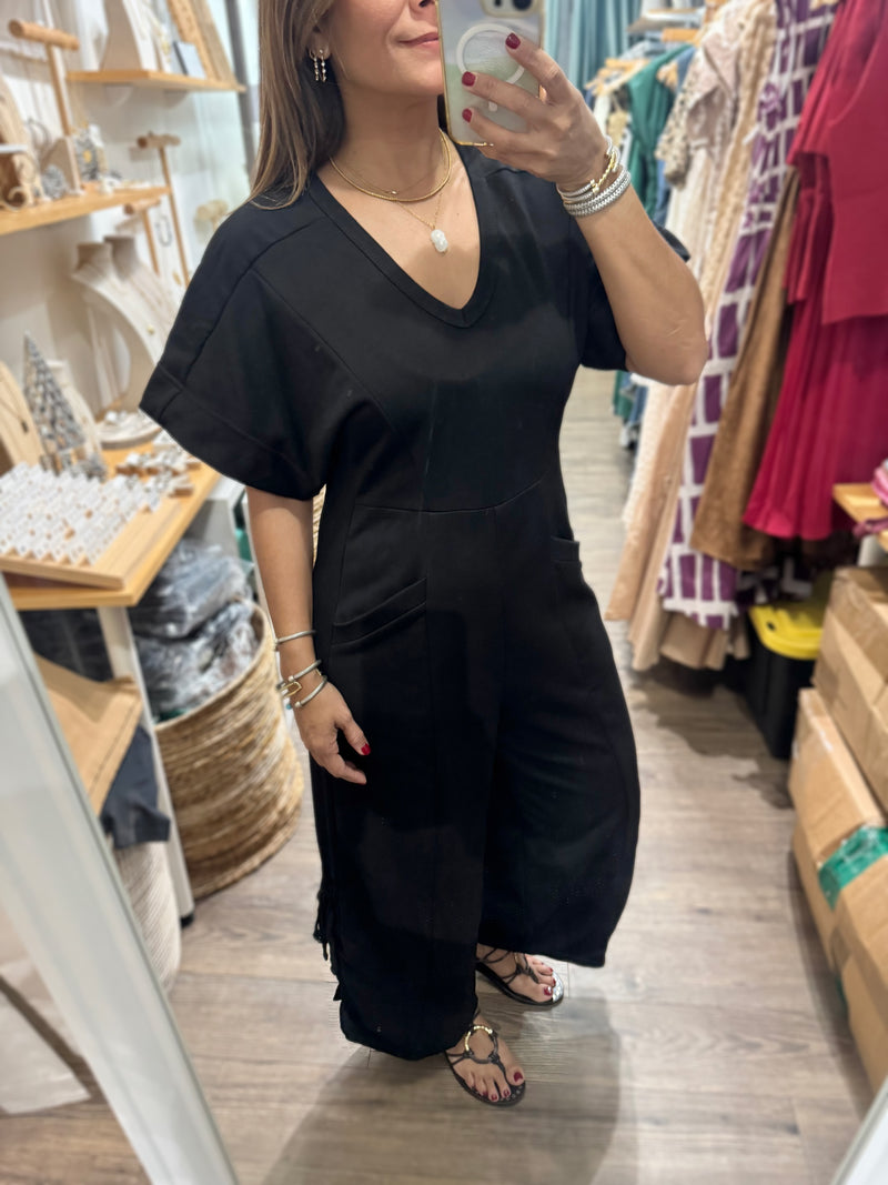 Black V-Neck Jumpsuit