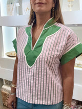 Pink & Green Stripes Top