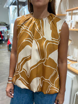 Caramel Abstract Print Top