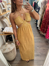 Gold Cutout Maxi Dress