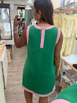 Green & Pink Shift Dress