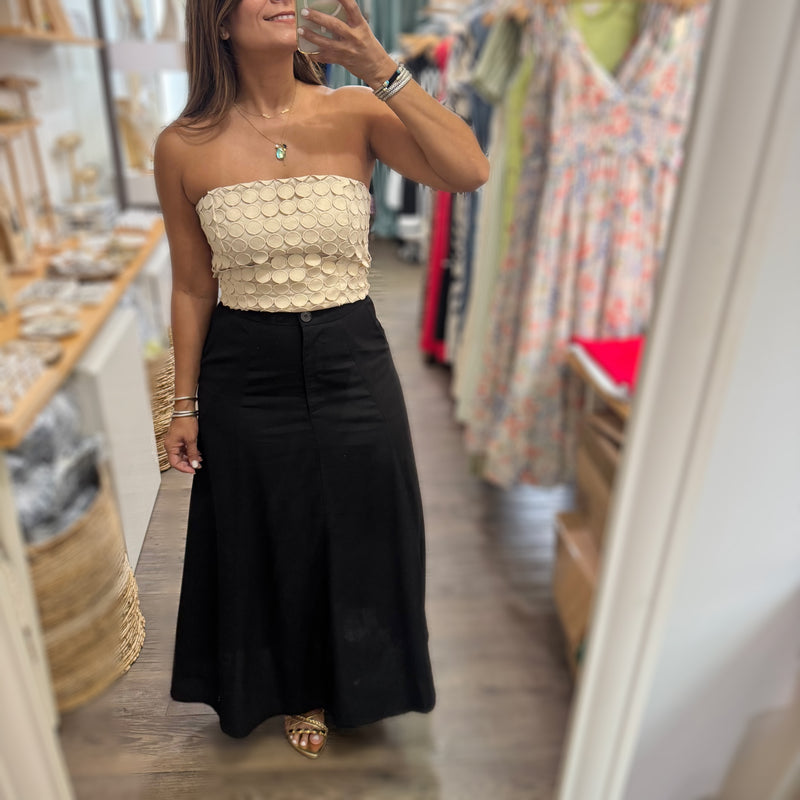 Beige Polka Dot Lace Tube Top