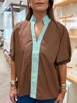 Brown & Brown V-Neck Top