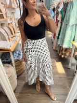 Black Polka Dots Wrap Around Skirt