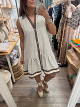 Mocha Stripes Button Down Dress