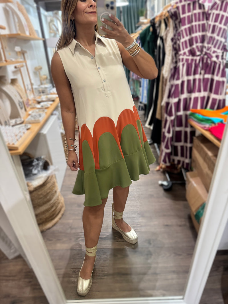 Almond Collared Neck Dress
