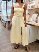 Light Yellow Belted Dress