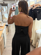 Black Strapless Barrel Jumpsuit