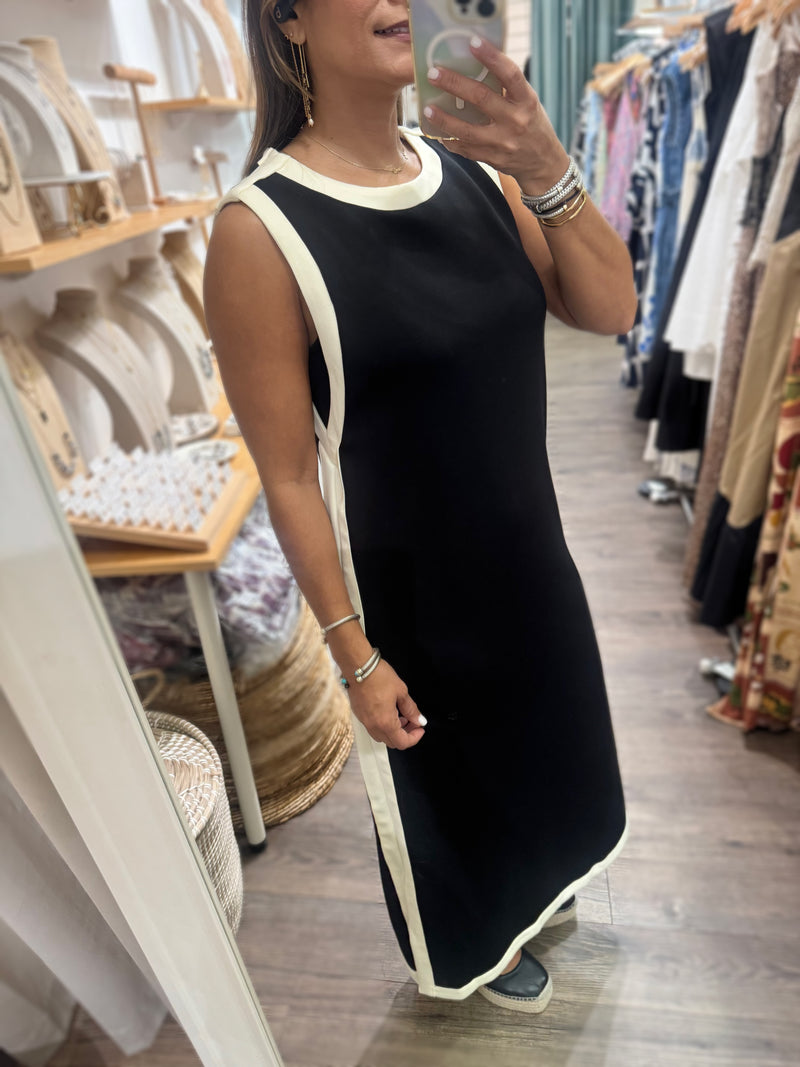 Black & Ivory Side Detail Dress