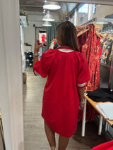 Red Front Zipper Dress