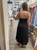 Black Heart Neckline Midi Dress