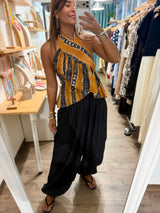 Printed Cross Neck Halter Top