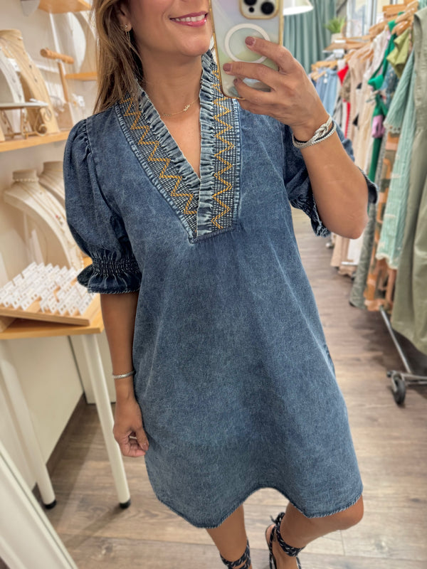 Acid Wash Denim Dress – Peplum Clothing
