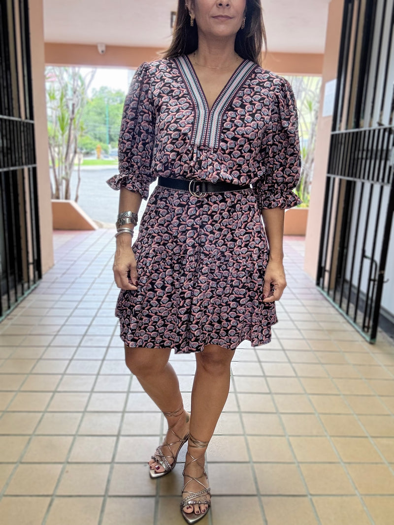 Mauve Mix Print Dress