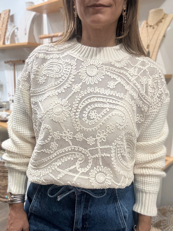 Ivory Paisley Sweater
