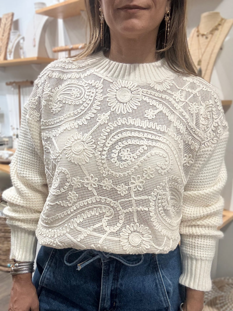 Ivory Paisley Sweater