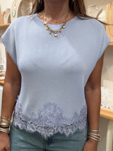 Blue Lace Trim Top