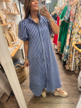 Blue Stripes Shirt Dress